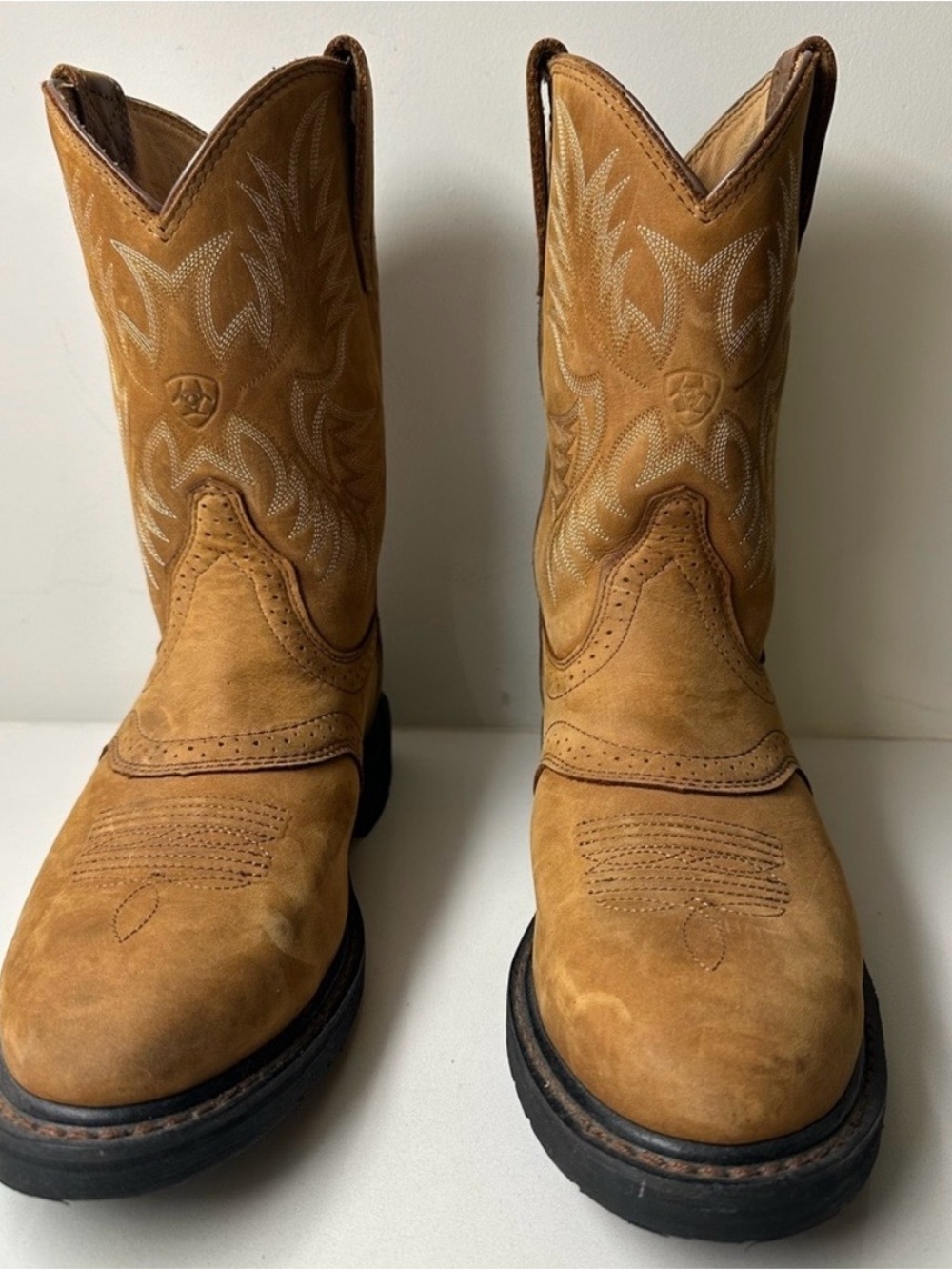 Ariat Tan Brown Leather Western Work Boots